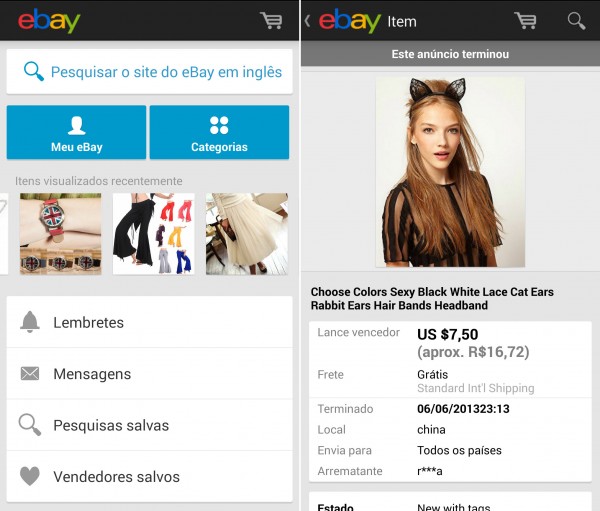 eBay App versão brasileira