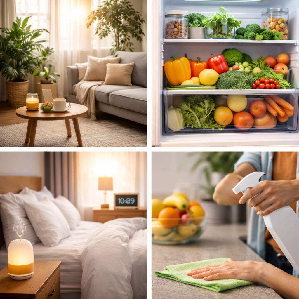 Ambiente saudável em casa com plantas e espaço organizado